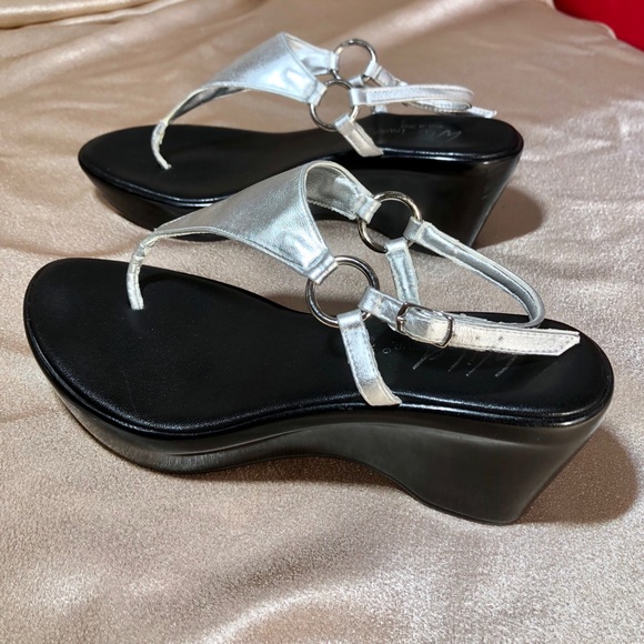 Wild Pair Shoes - WILD PAIR Italy metallic silver leather sandals 9
